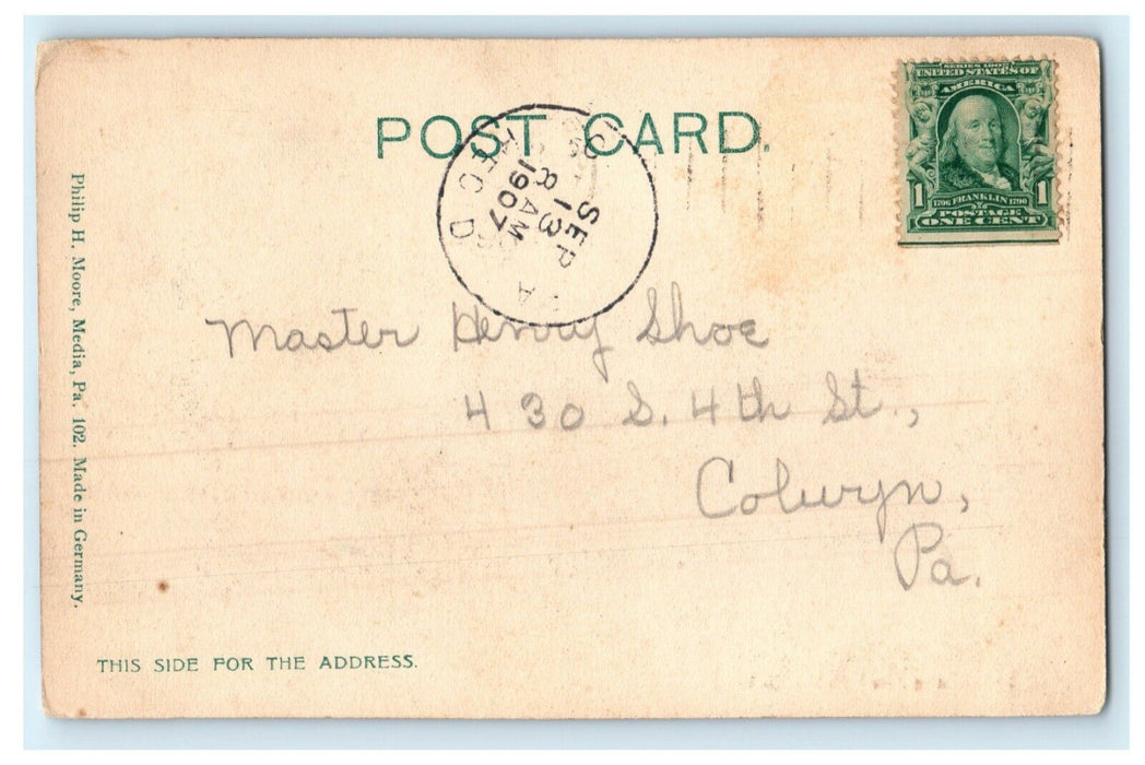 1907 Lansdowne Pennsylvania Public School PA Posted Antiue Postcard