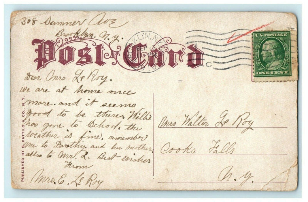 "Shoot the Chutes" Dreamland Conley Island 1910 Cooks Falls Antique Postcard