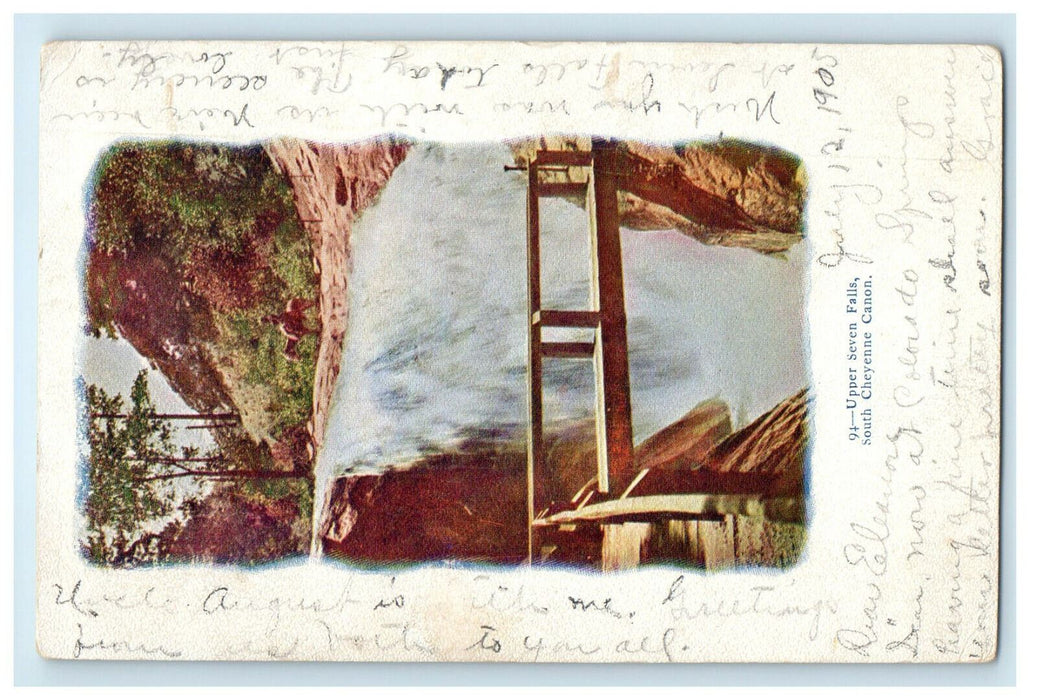 1905 Upper Seven Falls, South Cheyenne Canon, Colorado CO Embossed Postcard