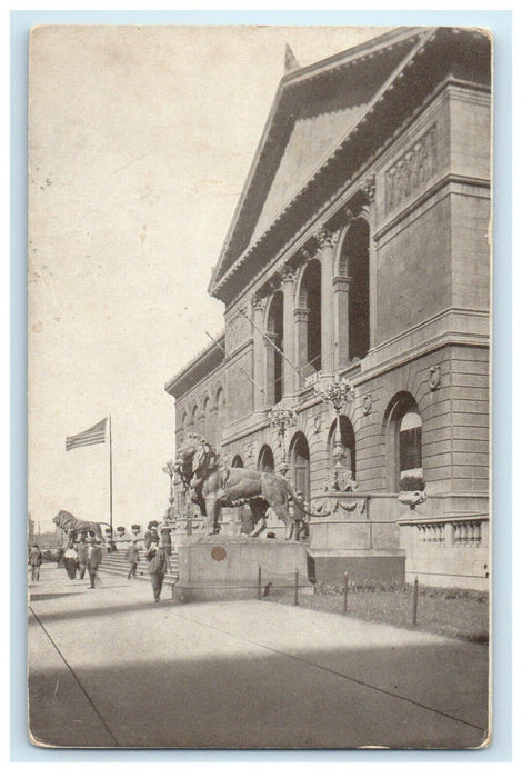 c1910's Main Entrance of The Art Institute Of Chicago Illinois IL Postcard