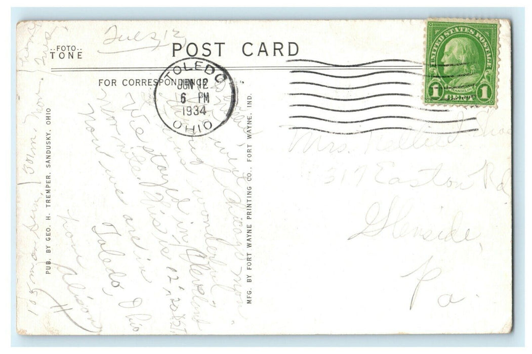 1934 Lighthouse Marble Head Sandusky Ohio OH Toledo Posted Postcard