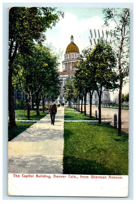 1910 The Capitol Building Denver Colorado CO from Sherman Avenue Postcard