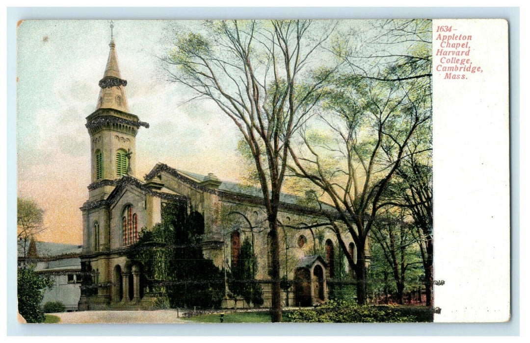 c1905 Appleton Chapel Harvard College Cambridge Massachusetts Glitter Postcard