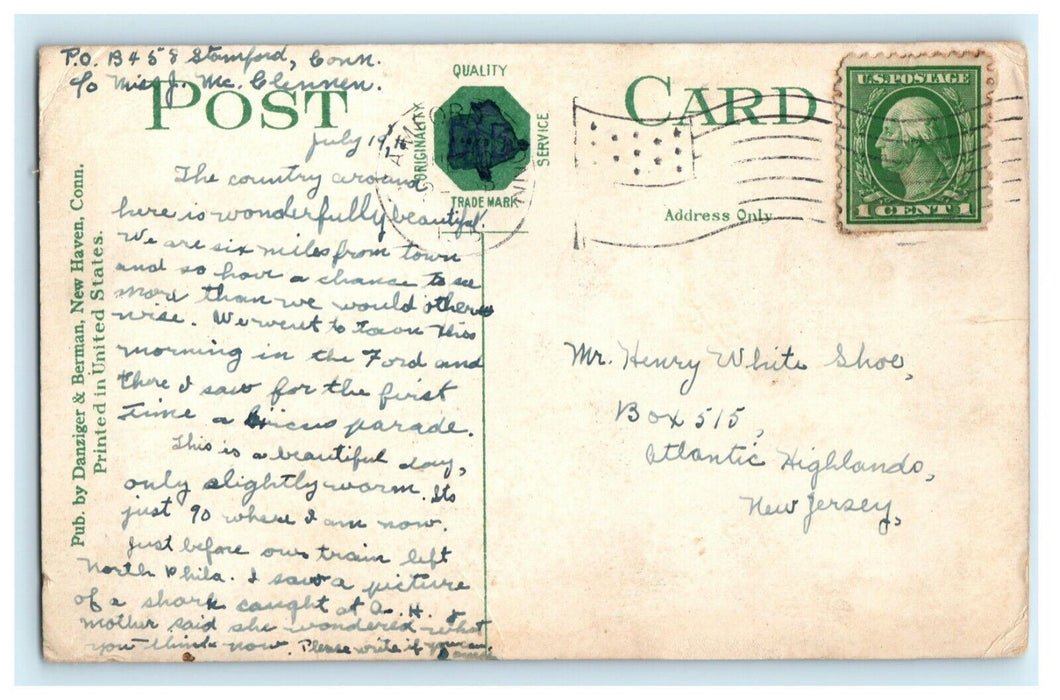 c1910 Country Road Stamford Connecticut CT Posted Antique Postcard