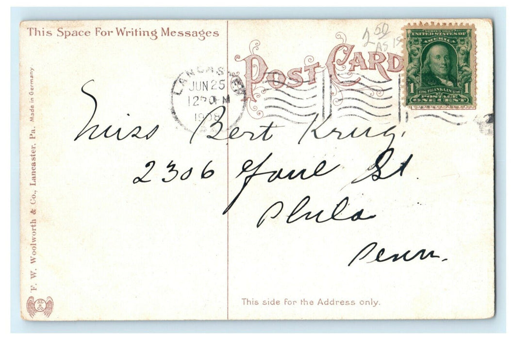 1908 Pennsylvania Railroad Bridge Lancaster PA Water Works Building Postcard