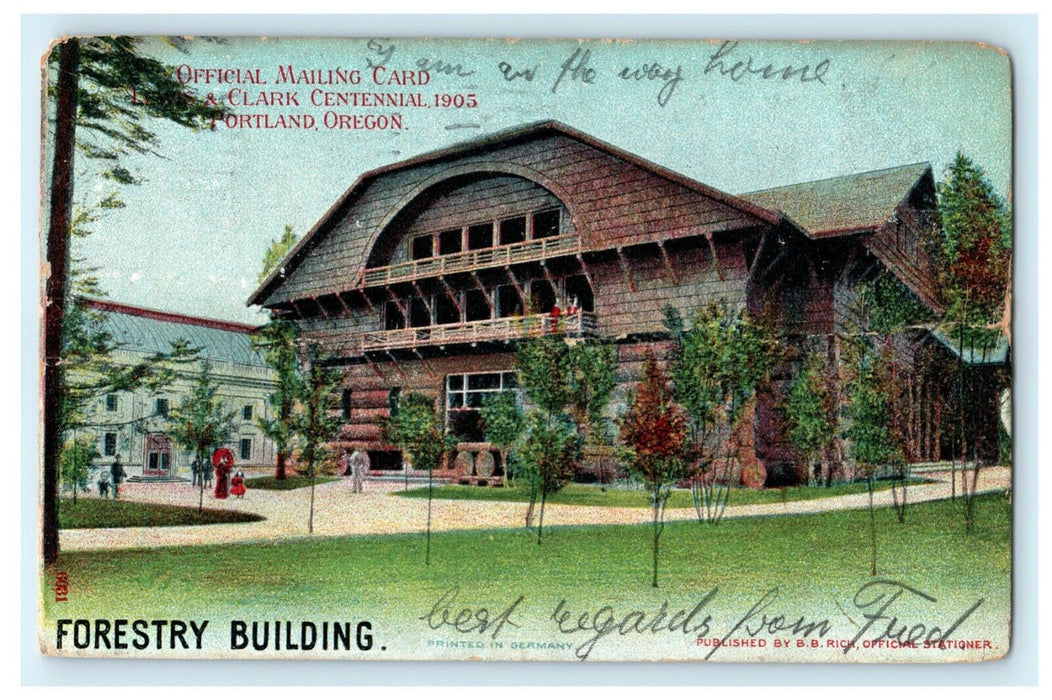 Official Card - Forestry Building 1905 Portland World's Fair Postmark Postcard
