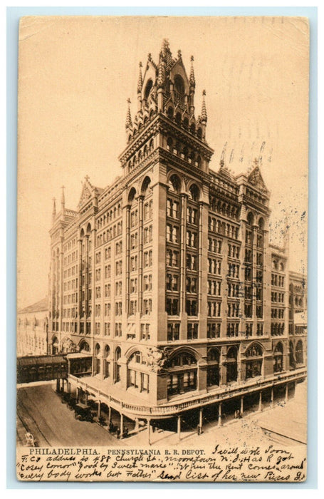 1905 Pennsylvania Railroad Depot Train Station West Philadelphia PA Postcard