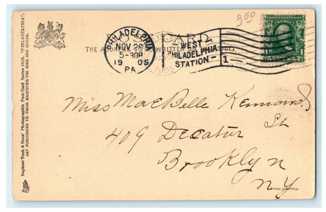 1905 Pennsylvania Railroad Depot Train Station West Philadelphia PA Postcard