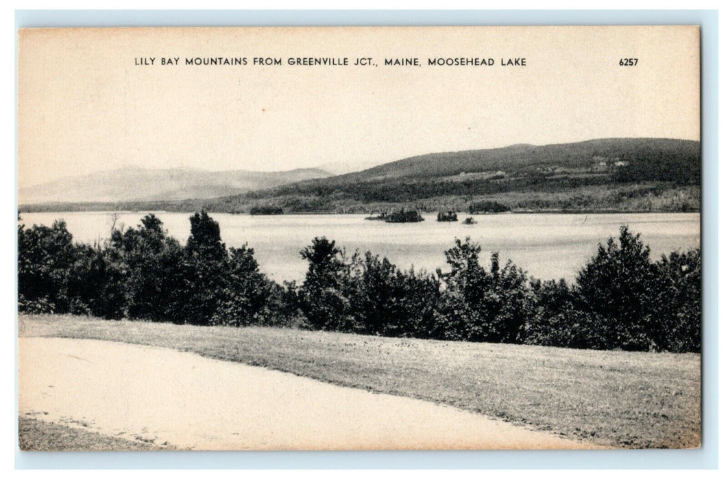 Lily Bay Mountains from Greenville Jct. Maine Moosehead Lake Antique Postcard
