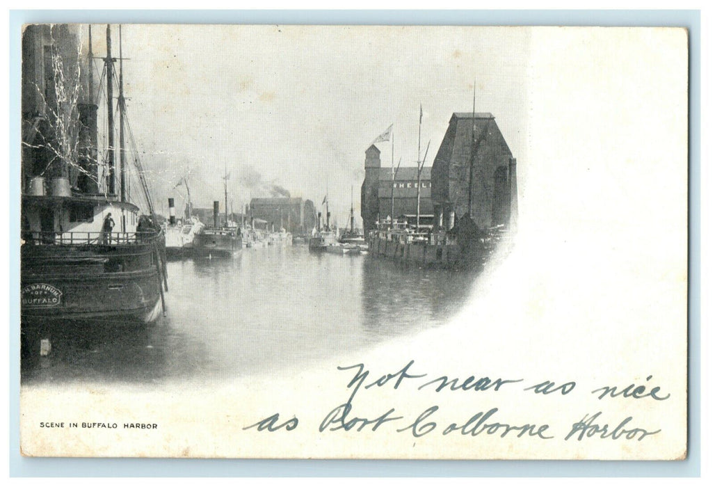 1904 Buffalo Harbor Ships New York NY Posted Antique Postcard