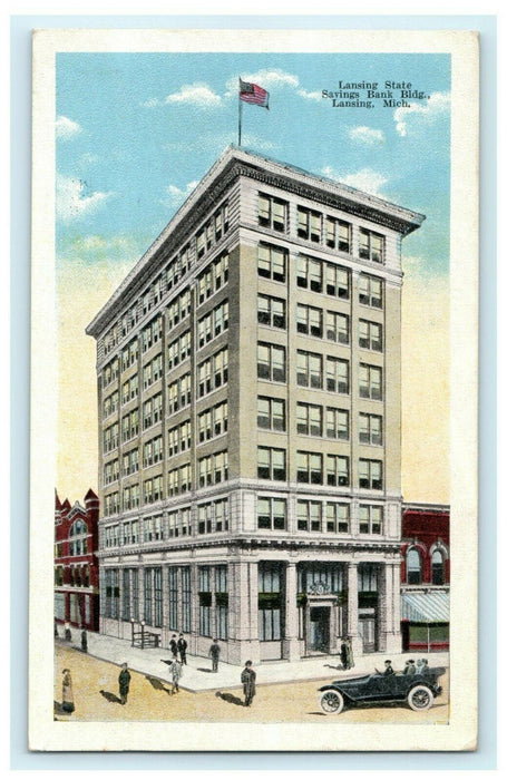 Lansing State Savings Bank Michigan 1916 Albion Vintage Antique Postcard