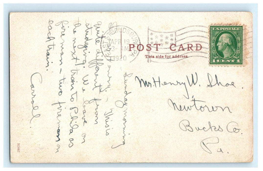 1920 DL&W Railroad and PRR Station East Stroudsburg Pennsylvania PA Postcard