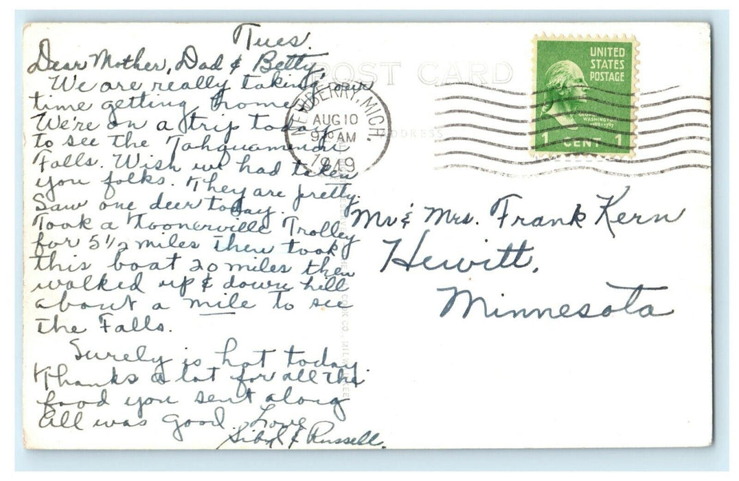 1949 Twin Screw River Boat Tahquamenon River Newberry MI RPPC Photo Postcard