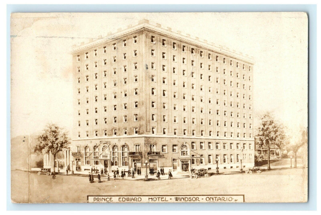 Prince Edward Hotel Windsor Ontario Canada RPPC Photo 1922 Antique Postcard