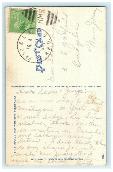1941 Barrel Cactus Ole Southwest El Paso Texas Los Angeles RPO Cancel Postcard
