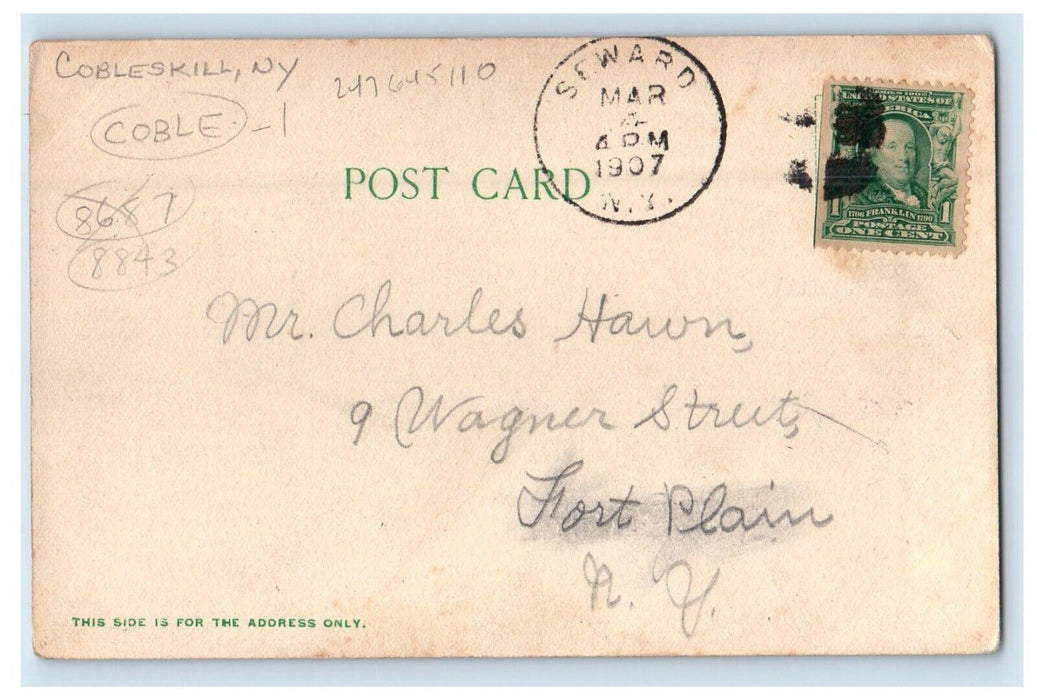 1907 Railroad Station Depot And Commercial Hotel Cobleskill NY Antique Postcard