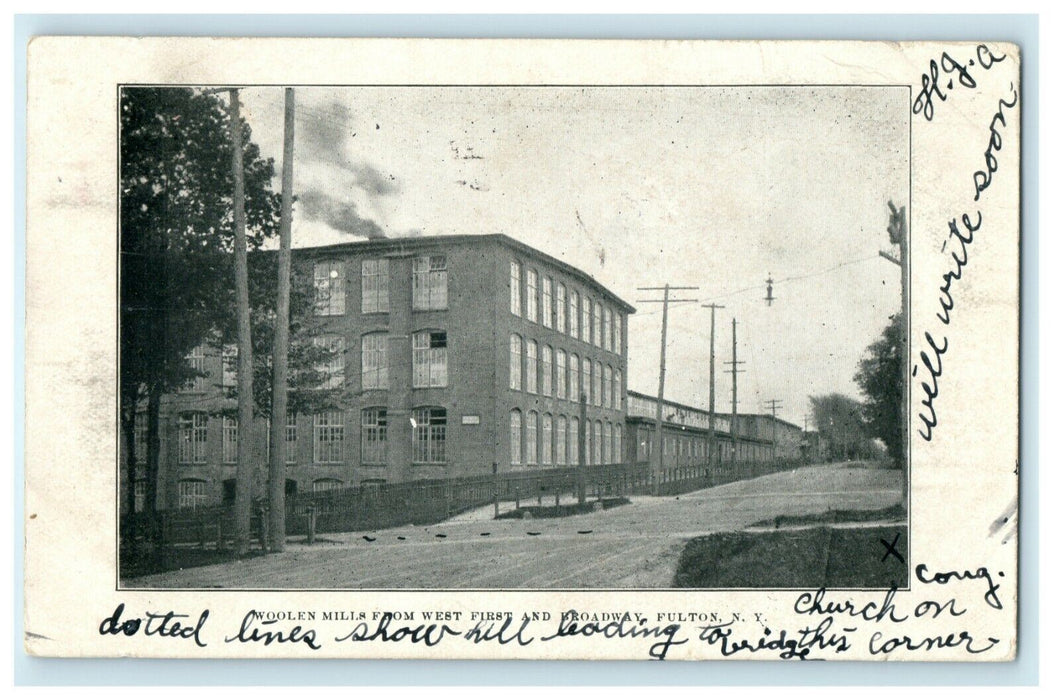 1905 Woolen Mills From West Fulton New York NY Winsted Connecticut Postcard
