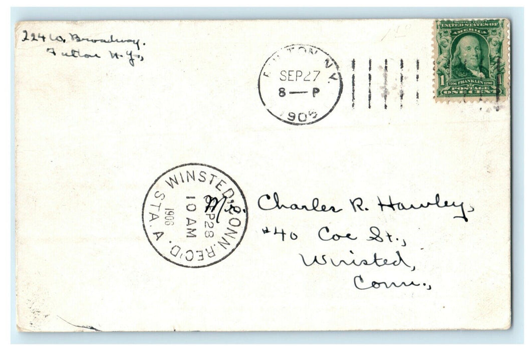 1905 Woolen Mills From West Fulton New York NY Winsted Connecticut Postcard