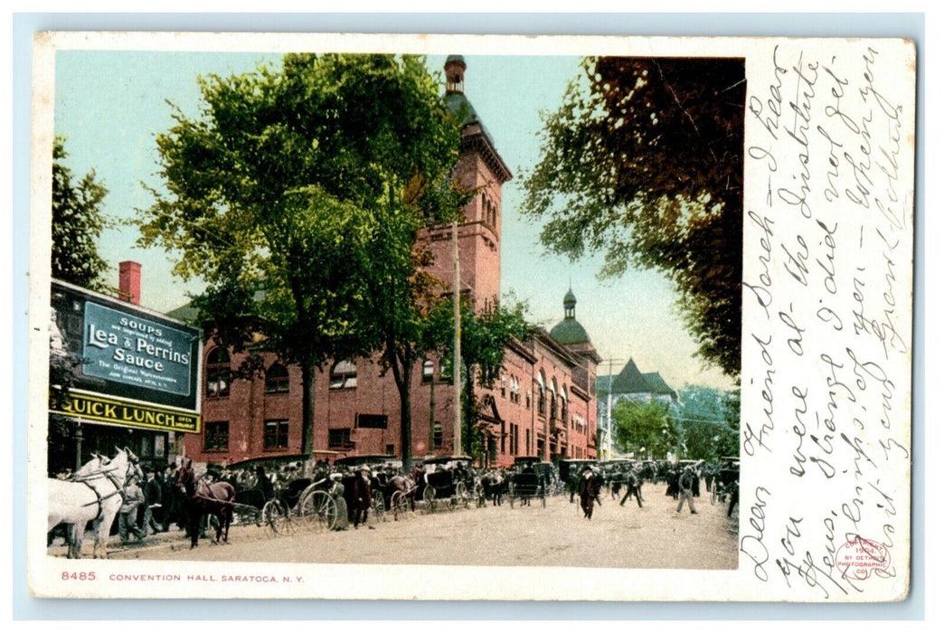 1910 Convention Hall Saratoga New York NY Heuvelton Posted Antique Postcard