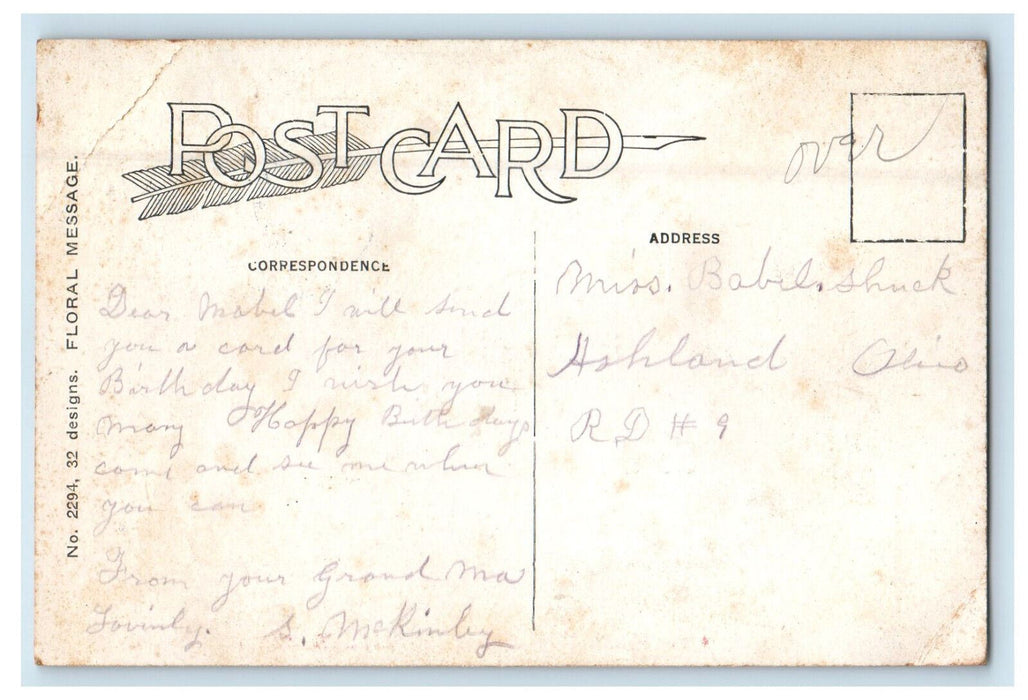 1919 A Happy Birthday, Greetings from Hayesville Ohio OH Posted Postcard