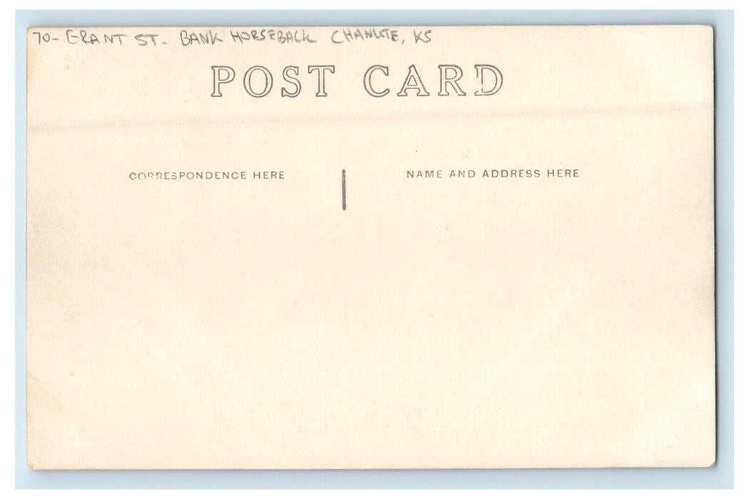 c1910's Grant Street Bank Horseback Chanute Kansas KS RPPC Photo Postcard