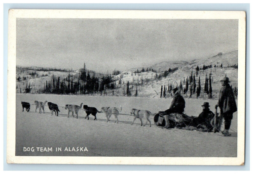 Dog Team In Alaska AK, Dogs Snow Winter Soldier Mail Unposted Vintage Postcard