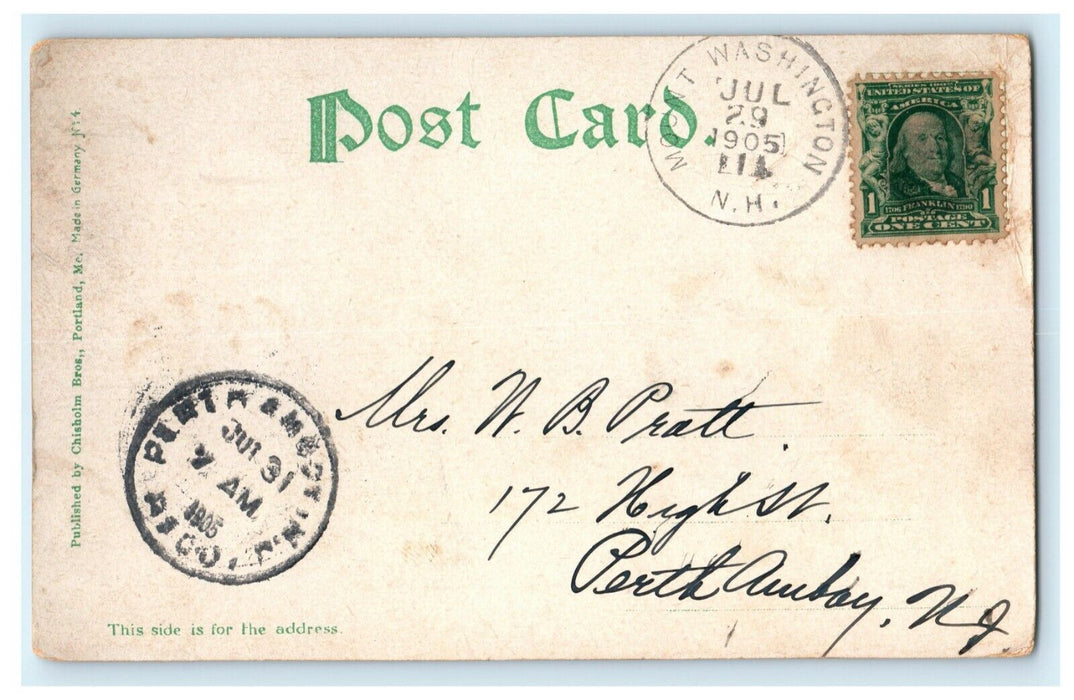 1905 White Mountains New Hampshire Willey Brook Bridge Mt. Washington Postcard