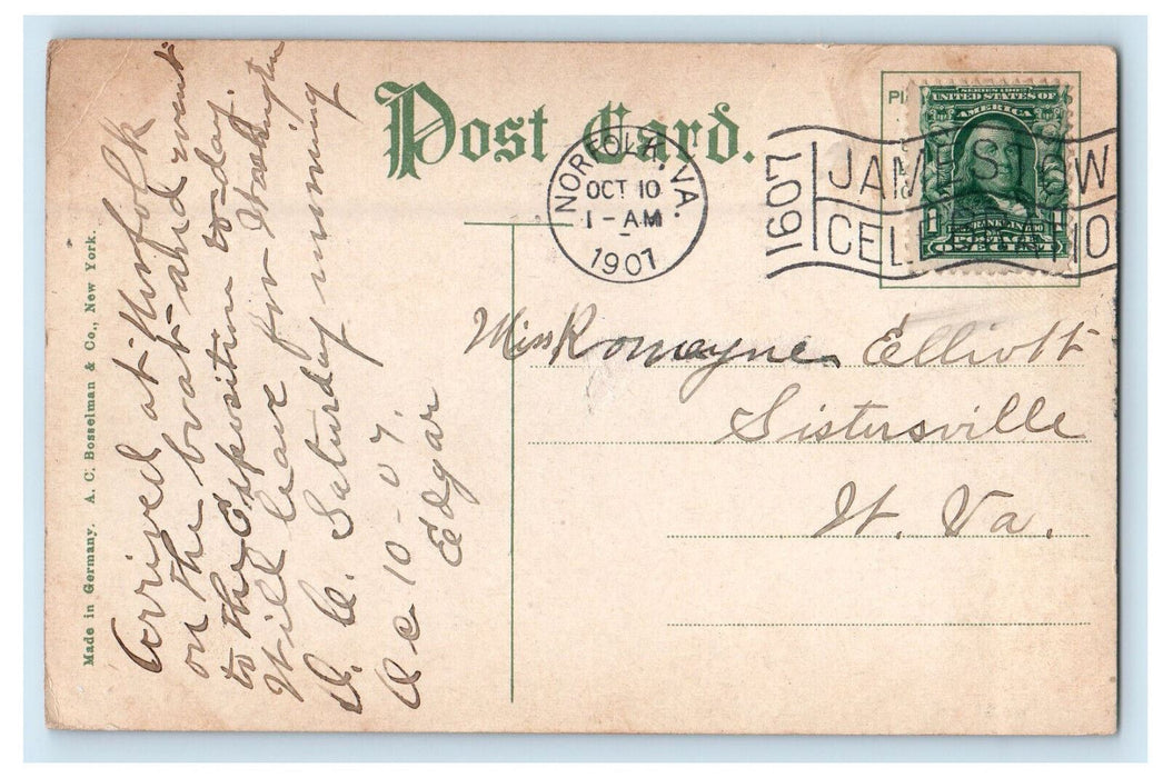 1907 Pennsylvania Building at Jamestown Exposition, Norfolk VA Postcard