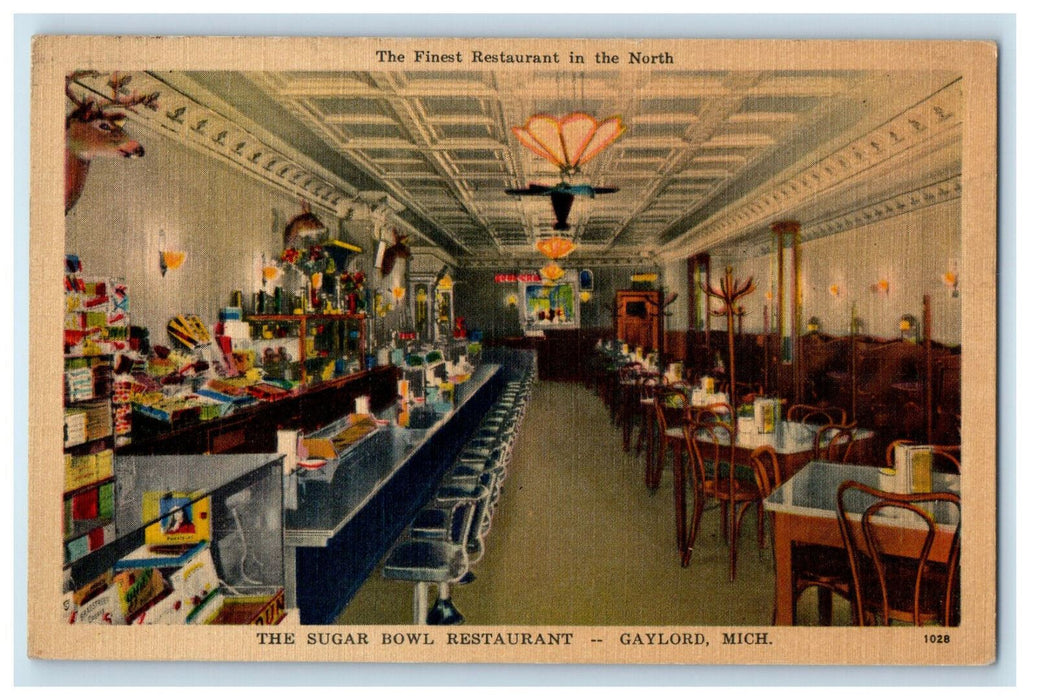 1939 Sugar Bowl Restaurant Gaylord Michigan MI, Carp Lake MI Postcard
