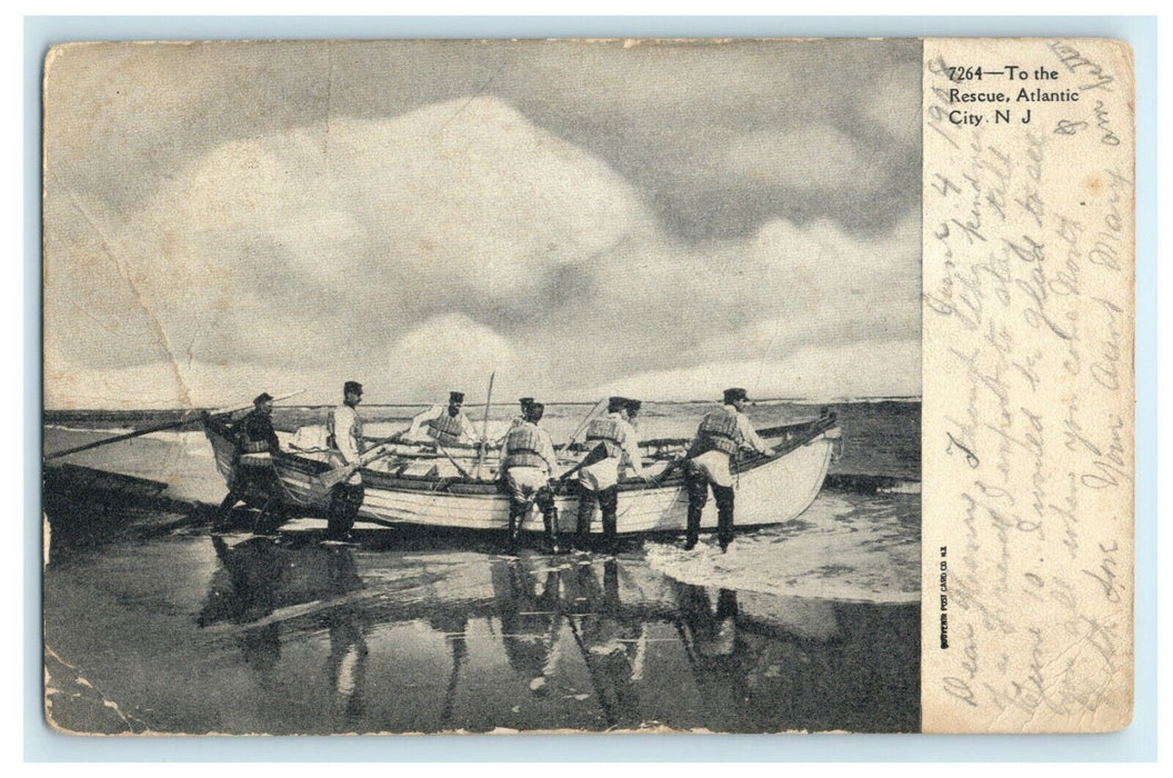 1908 Rescue Life Boat Atlantic City New Jersey NJ Posted Antique Postcard