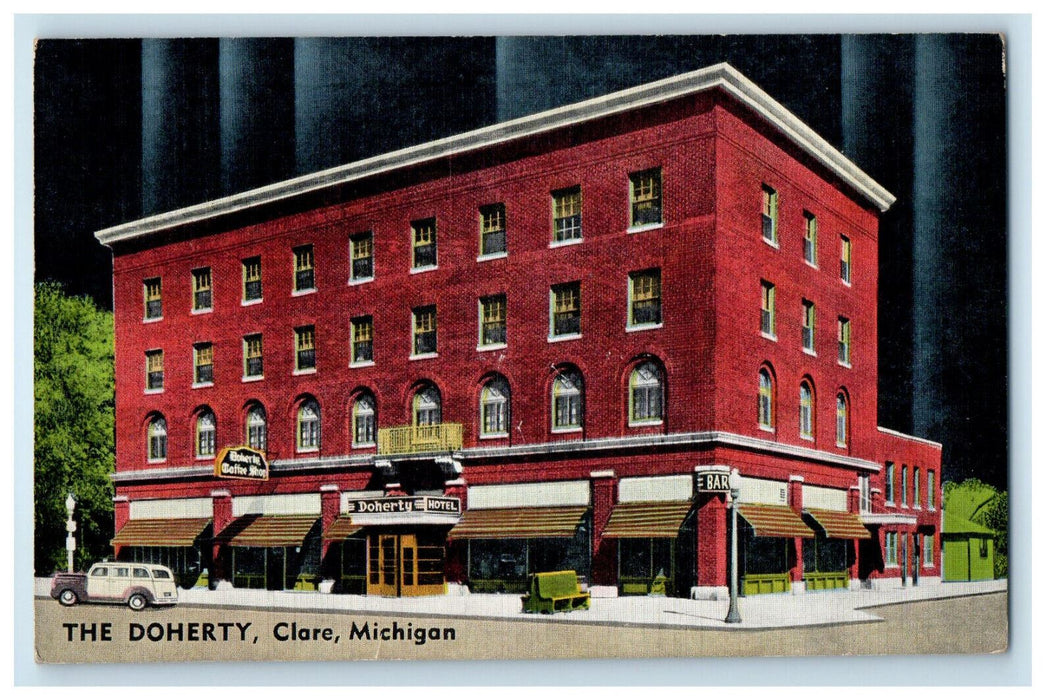 1946 Hotel Doherty Clare Michigan MI Munuscong MI Vintage Posted Postcard