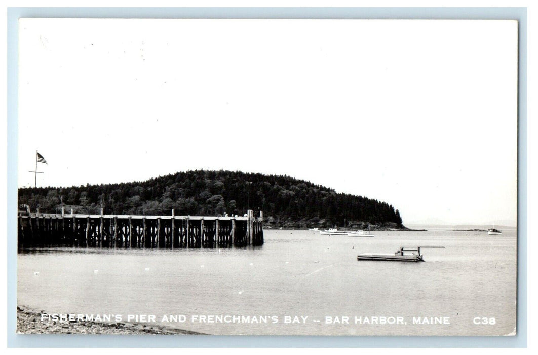 Fishersman's Pier And Frenchman's Bay Bar Harbor Maine ME RPPC Photo Postcard