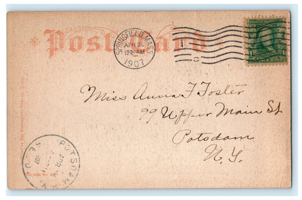 1907 Mt. Tom Railroad Holyoke Massachusetts Train Springfield Postcard