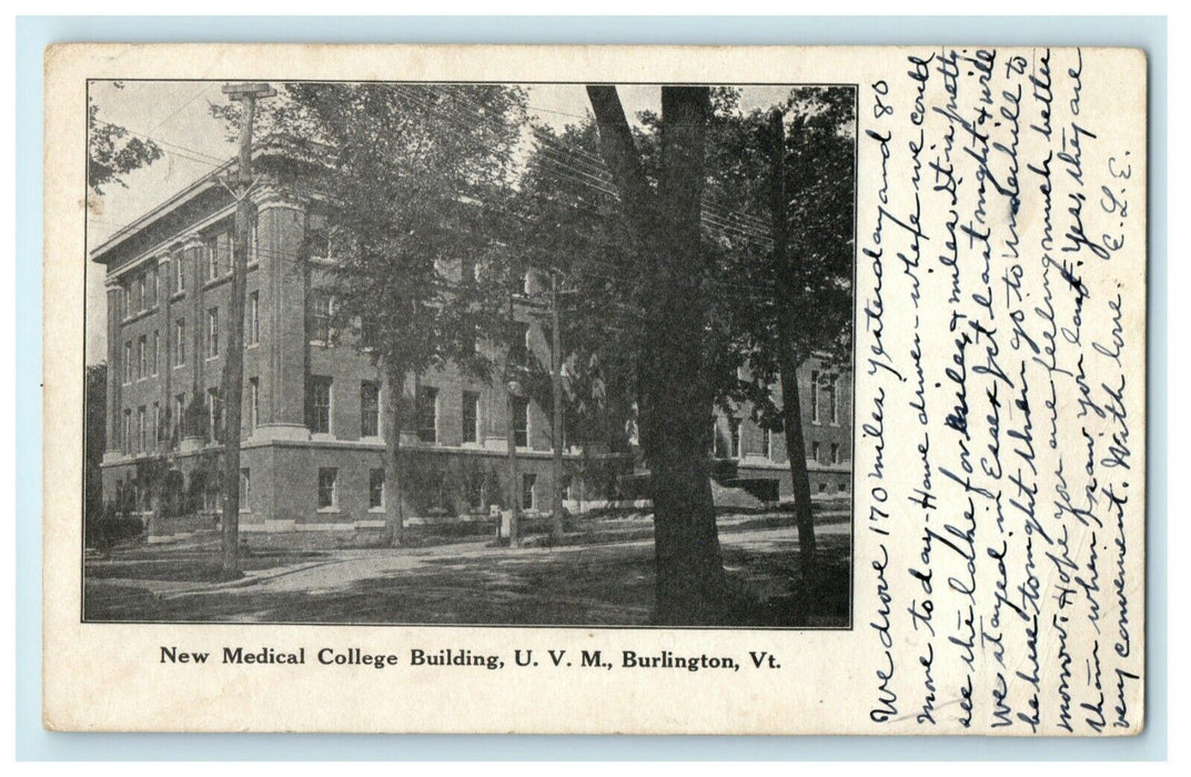 1915 New Medical College Building UVM Burlington Vermont VT Postcard