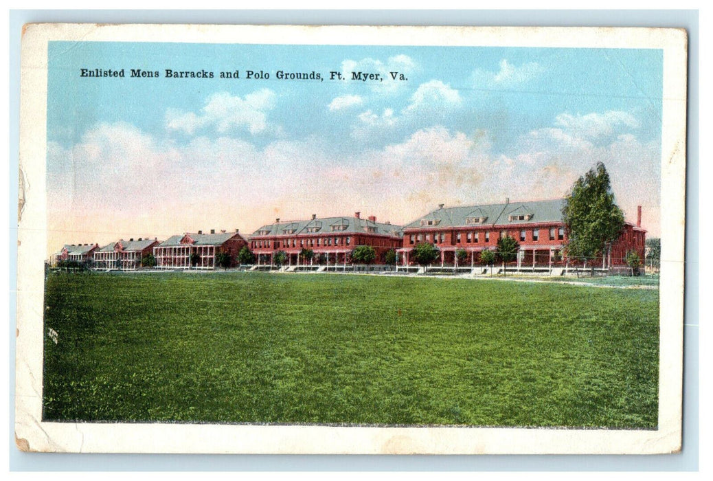 c1920s Enlisted Men's Barracks and Polo Grounds Ft. Myer Virginia VA Postcard