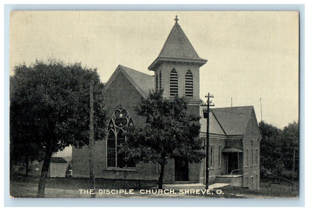 1915 View of The Disciple Church, Shreve Ohio OH Posted Antique Postcard