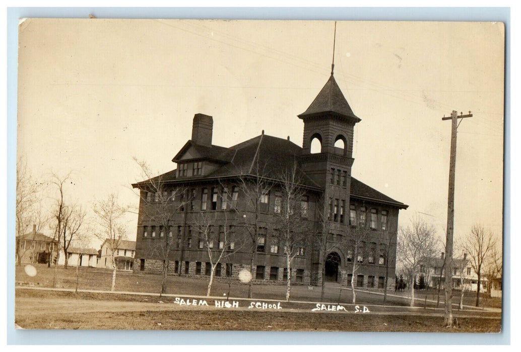 c1910's Salem High School Building Salem South Dakota SD RPPC Photo Postcard