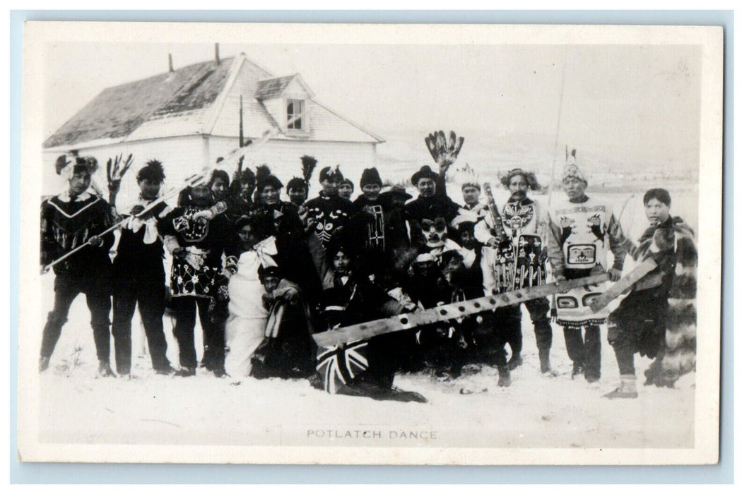 Potlatch Dance Carcross Yukon Canada RPPC Photo Unposted Vintage Postcard