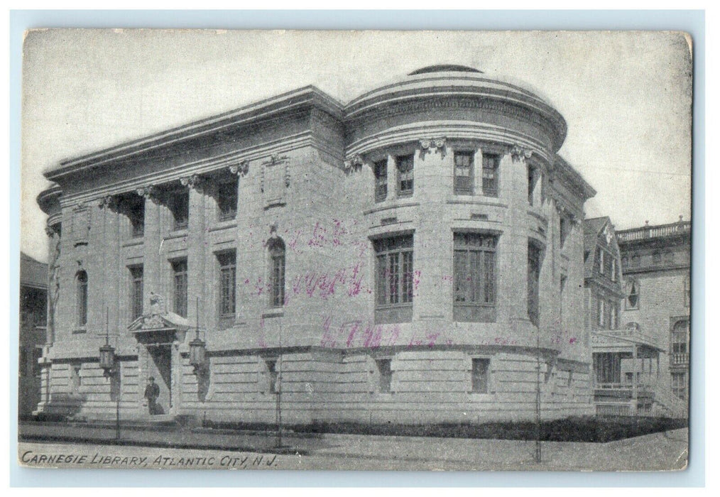 1910 Carnegie Library Atlantic City New Jersey NJ Antique Postcard