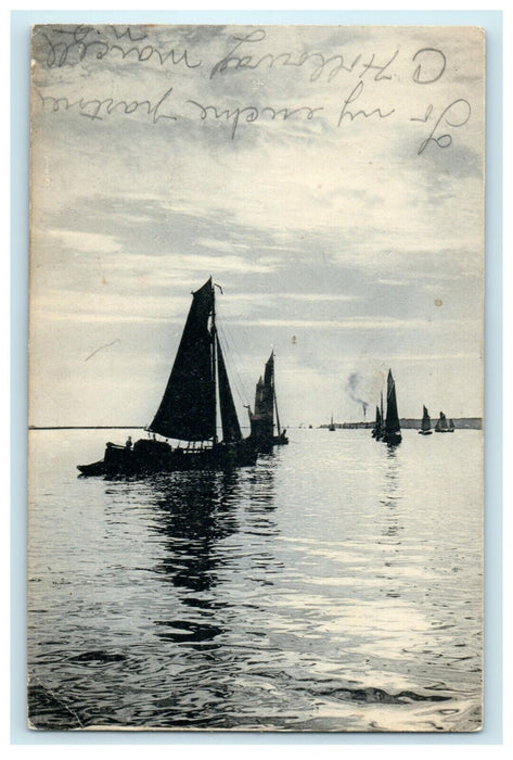 c1905 Euchre Game Sailboats Ocean Hartsville Massachusetts MA Postcard