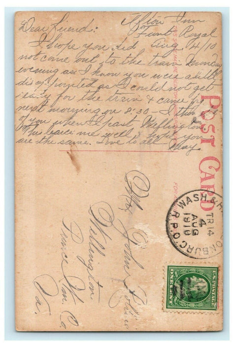 1910 Randolph Macon Academy Front Royal Virginia VA RPO Cancel Postcard