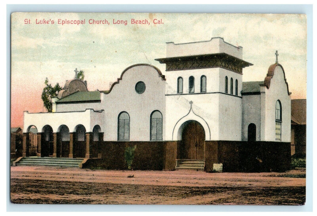 1908 St. Luke's Episcopal Church Long Beach California CA Antique Postcard