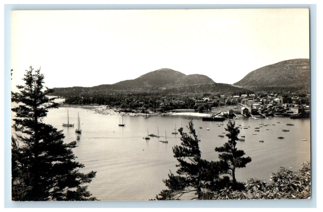 A View Of Bar Harbor And Mountains Maine ME RPPC Photo Unposted Postcard