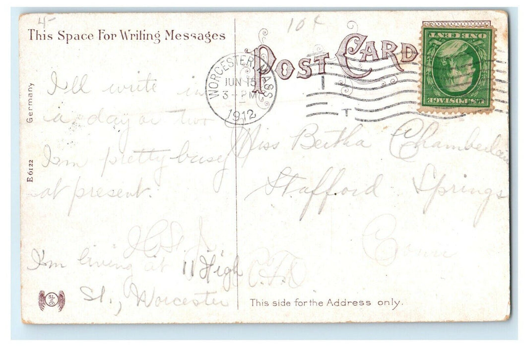 1912 St Paul's Catholic Church Scene, Worcester, Massachusetts MA Postcard