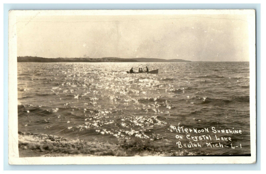 c1910 Afternoon Sunshine Crystal Lake Beulah Michigan MI RPPC Photo Postcard