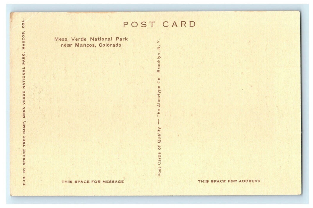 c1920's Cliff Palace Mesa Verde National Park Mancos Colorado CO Postcard