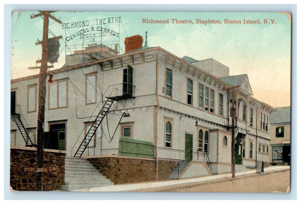 1909 Richmond Theatre, Stapleton, Staten Island New York NY Postcard