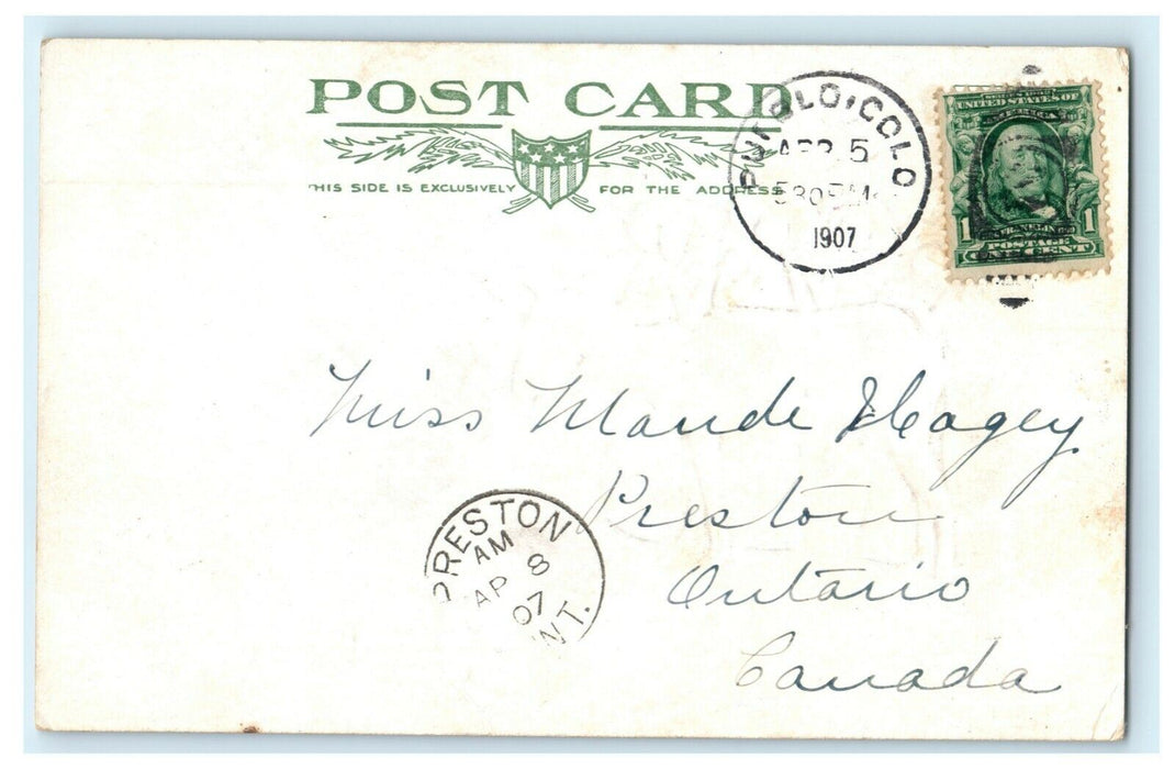 1907 Four Queens and a Jack Ass Donkey Embossed Girls Pueblo Colorado Postcard