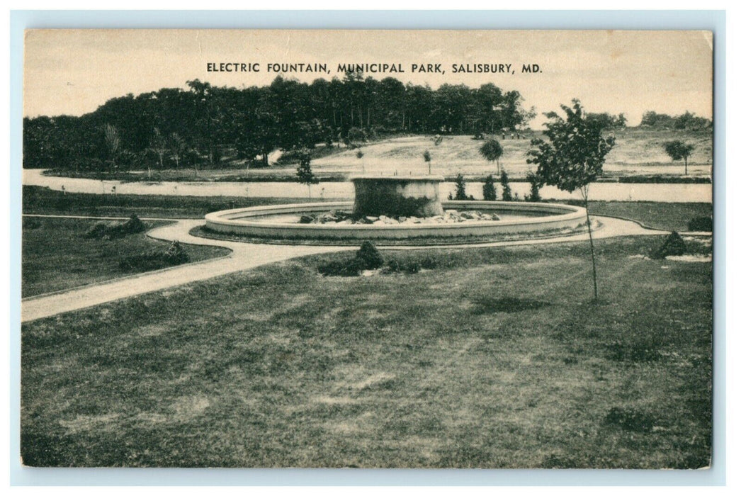 c1910 Electric Fountain Municipal Park Salisbury Maryland MD Postcard