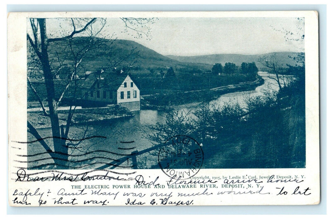 Electric Power Plant House Delaware River Deposit New York 1907 Antique Postcard
